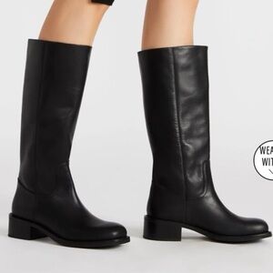 Elegant Black Leather Knee-High Boots